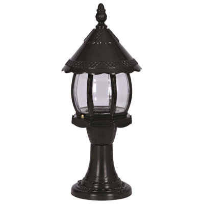 Lampe murale d'extérieur, corps en ABS noir, 20 cm de diamètre x 20,9 pouces de longueur | Douille E27, 40 W maximum | Étanche IP65, idéal pour les espaces traditionnels et industriels | Capuchon en polycarbonate durable, conception nostalgique