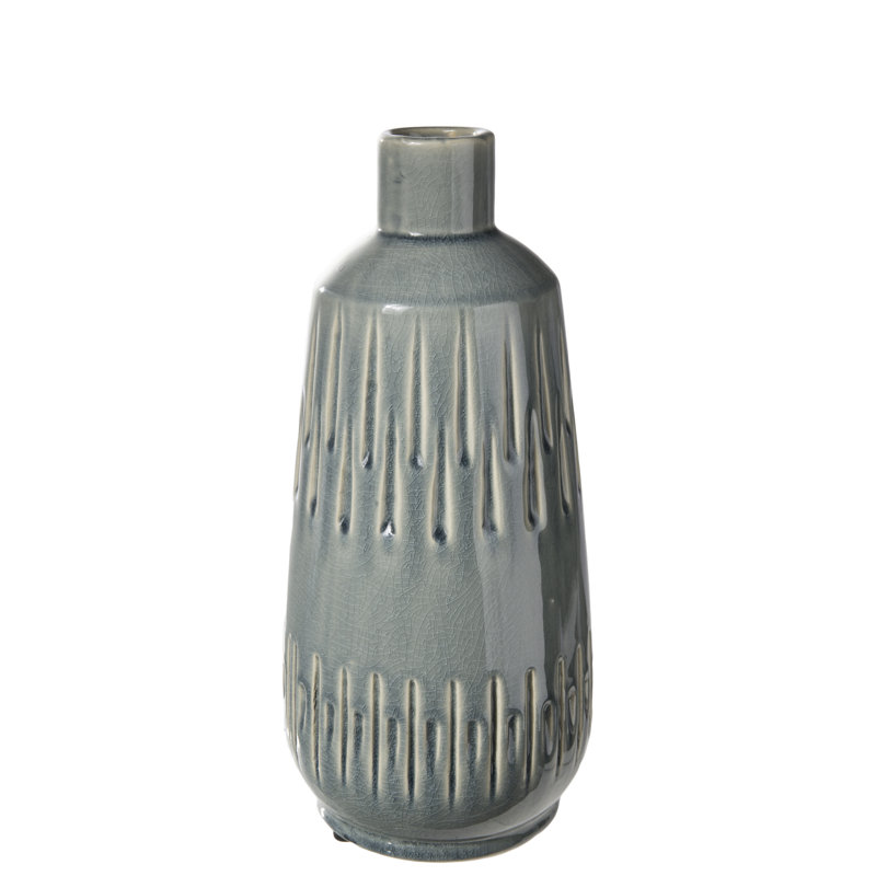 Vase en céramique, H 12,5 po x l 5,75 po x P 5,75 po, Blanc