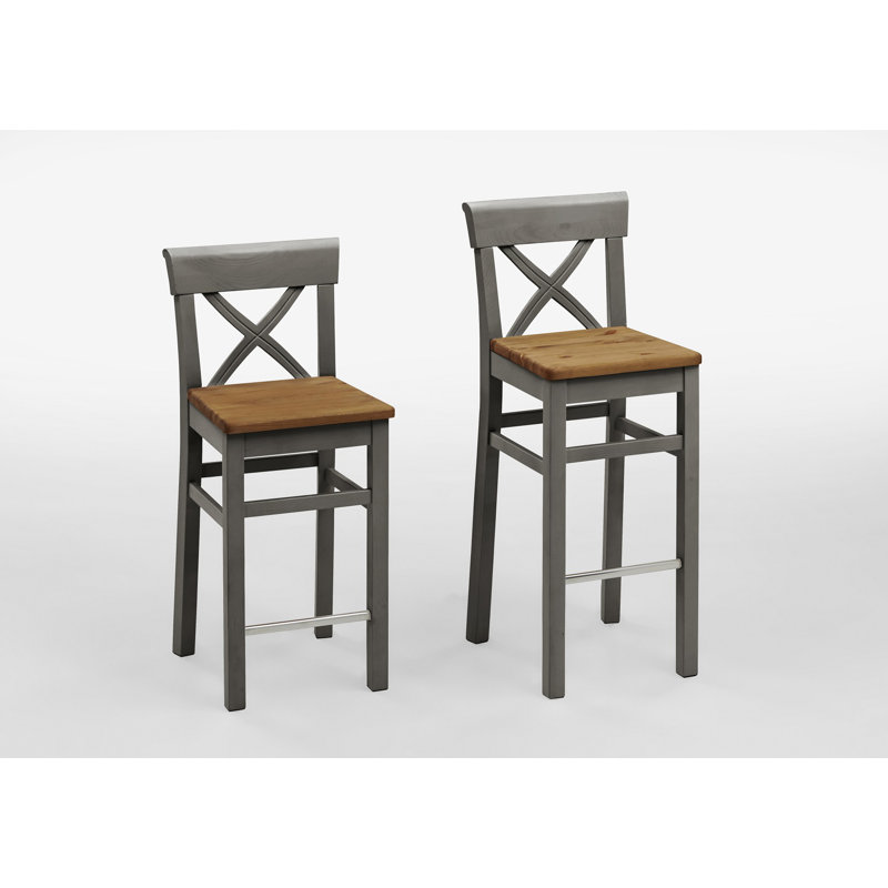Polebridge Solid Wood Counter Stool, Grey, Leach-coloured