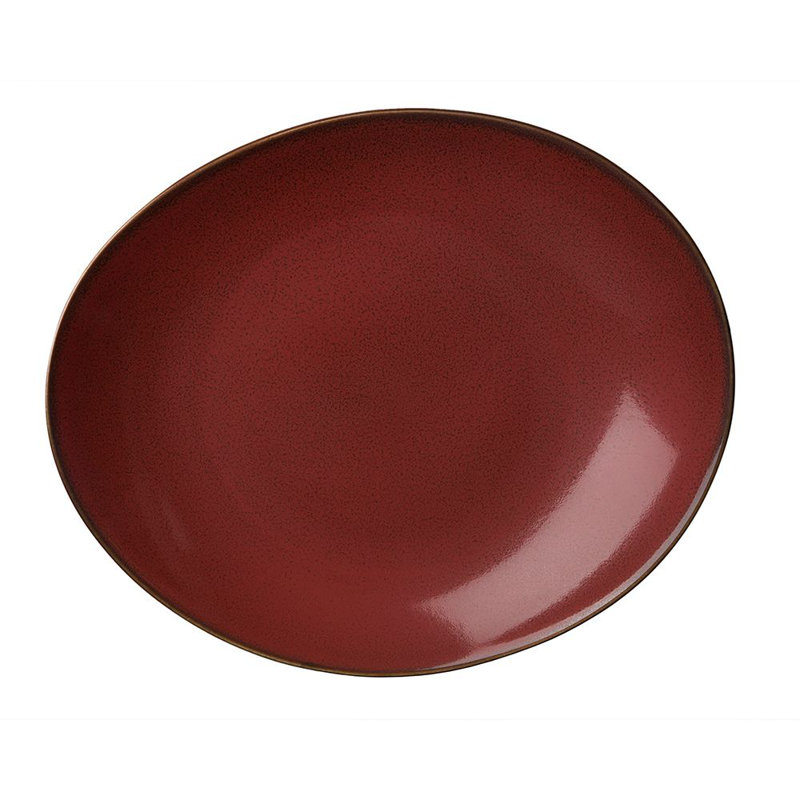 Rustic Crimson Oval Coupe Plate 11 1/2 "By Luzerne (Caisse De 12) (Porcelaine)