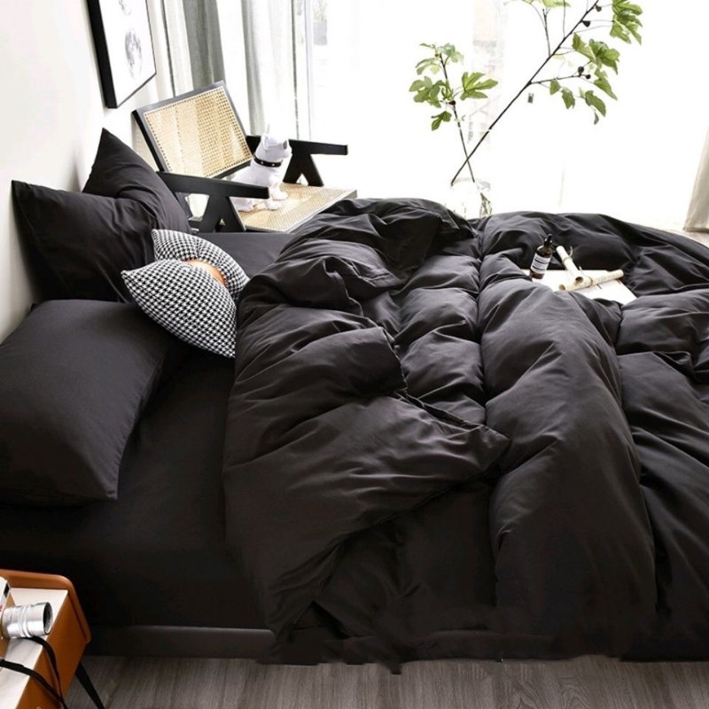 Édredon réversible 5 pièces , Très grand édredon + 4 pièces supplémentaires, Noir