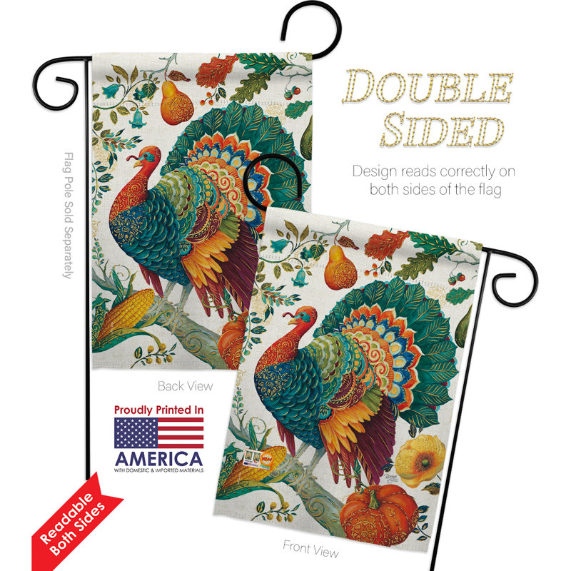 Mélange de polyester à 2 côtés 19 x 13 po suzani turquie drapeau de jardin