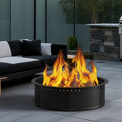 30 Inch Round Heavy-Duty Fire Pit Ring With Airflow Holes