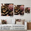 Fleurs roses et dorées Glam IV - Art mural floral en acrylique pour le salon-101499637