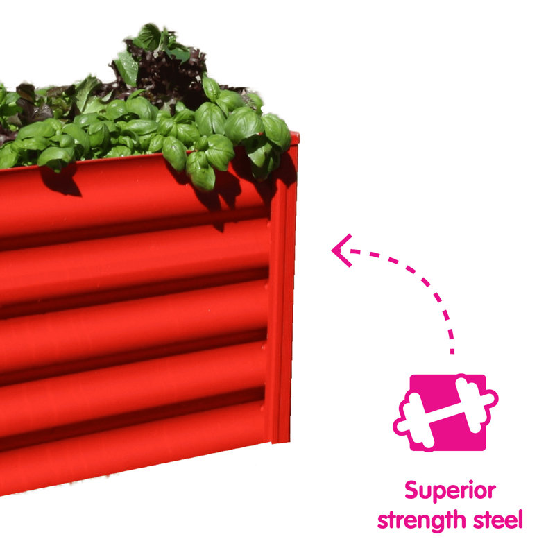 The Organic Garden Co Hakea 1.8' x 1' x 1.3' Metal Galvanized Steel Raised Garden Bed Red, Red