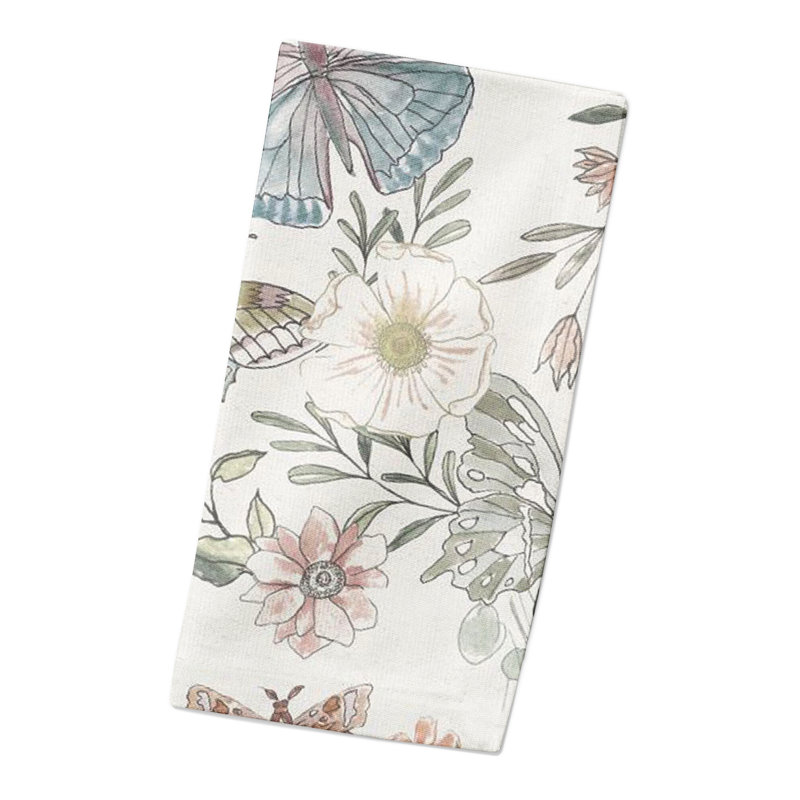 Alkhoury Cotton Floral Square Napkin, White