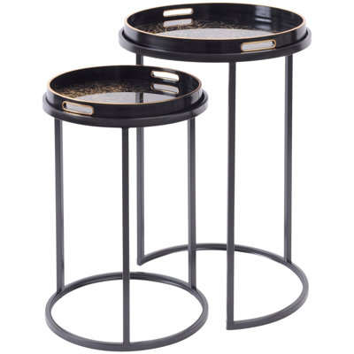 Coral Design Set of 2 Side Tray Tables