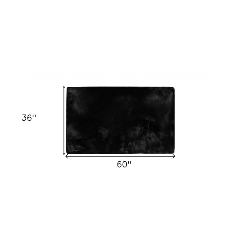 Tapis rectangulaire en fausse fourrure de luxe Luxe - noir, Rectangulaire 3 pi x 5 pi
