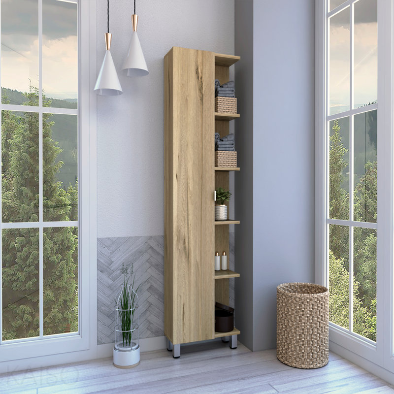 Armoire à linge à 5 tablettes, Brun