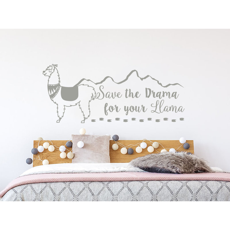 «Save the Drama for your Llama», adhésif décoratif, Gris argenté