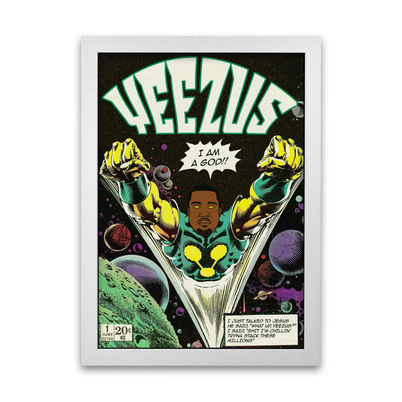Yeezus Kanye West by David Redon - Print, White Grain, 42 cm H x 29.7 cm W x 5 cm D