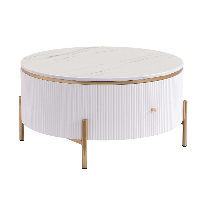Table basse moderne avec 2 grands tiroirs de rangement Modern, Blanc
