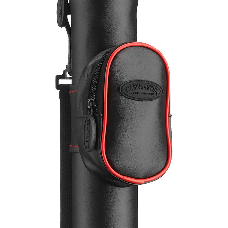 Black and Red Leatherette Cue Case with Hard Resin Shell