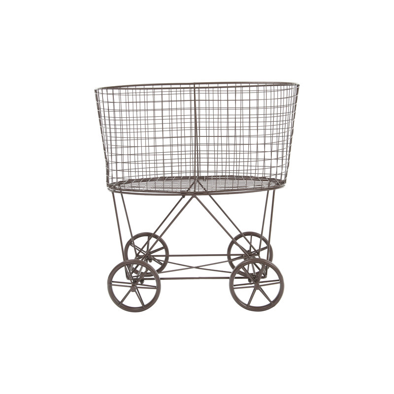 Metal Rolling Laundry Cart with Rack, Rust