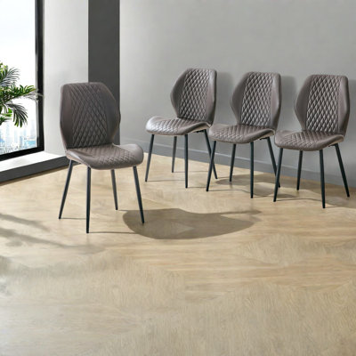 Ensemble de 4 chaises de salle à manger confortables en métal Pu