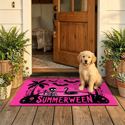  Non-Slip Indoor Outdoor Door Mat, 24"x36",Summerween Skeleton Pool