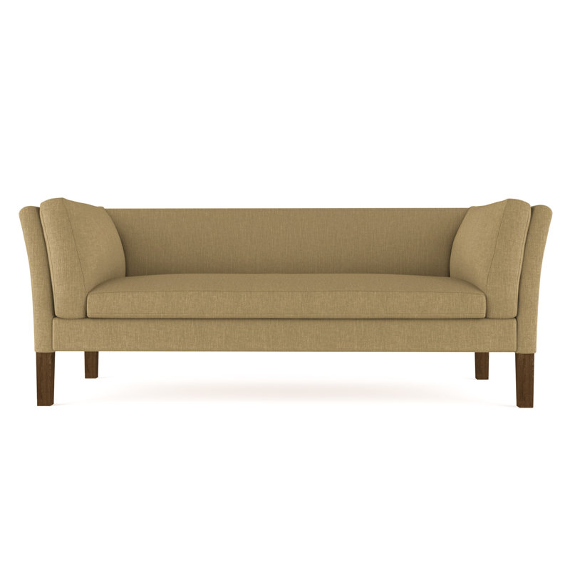 Charlton Flared Shelter-Arm Sofa, 31" H x 96" W x 40" D, Box Weave Linen Marzipan, Weathered