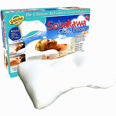 CloudComfort Contoured Microbead Support Pillow - SoundSleep Neck and Head Pillow - White Microbead Sleep Pillow - CloudShape Sounder Sleep Pillow