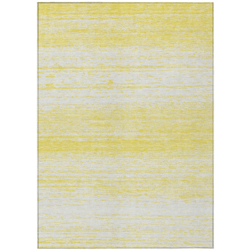 Tapis extérieur lavable rayé jaune et ivoire 5 pi x 8 pi