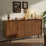 Ensemble de table de salle à manger extensible en noyer pour 6 personnes avec commode cannelée Eads Angela