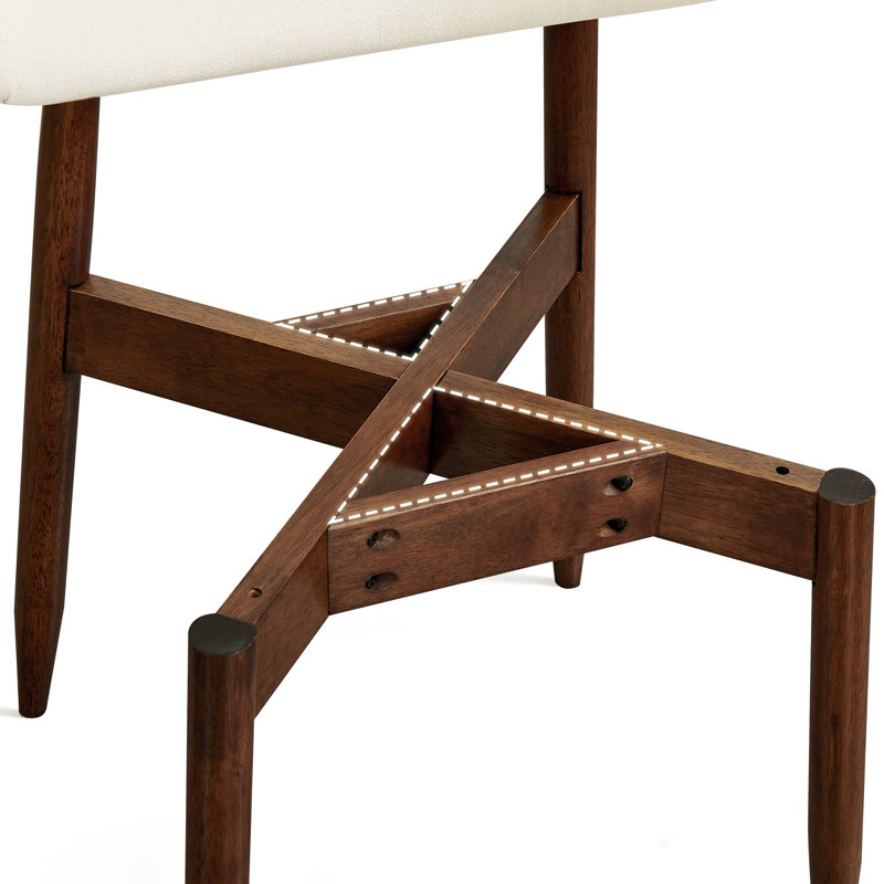Modern Upholstered Dining Chair, Solid Wood Kitchen Chairs with Padded Seat and Back for Dining Room, Comfortable Design in Beige