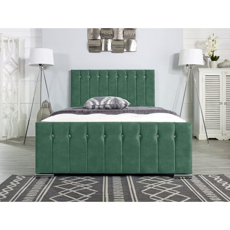 Fausley Upholstered Bed Frame, European Single (90 x 200cm), Green