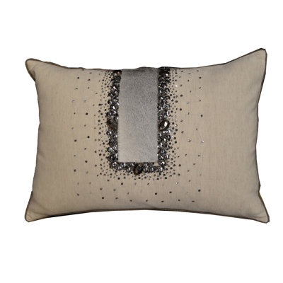 Karia Appliqued Linen Throw Pillow