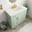 Meuble-lavabo vert moderne en MDF de 36 po avec lavabo en céramique, armoire de salle de bain en bois massif avec tiroir rabattable, 3 tiroirs et 2 portes, avec poignées en métal doré
