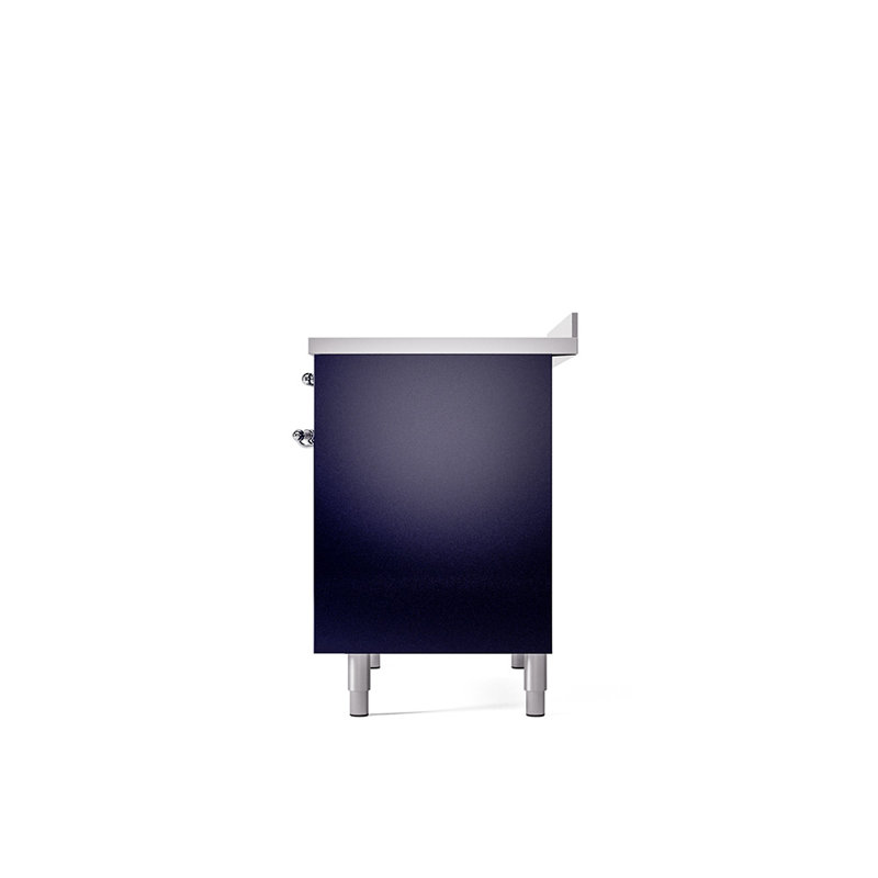 Cuisinière à induction 40 pouces avec 6 éléments à induction ILVE Nostalgie II Series (porte pleine), Bleu de minuit / chrome