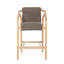 Tabouret de bar d'extérieur Lailoken, hauteur de comptoir, en bois d'eucalyptus avec assise en oléfine - Lot de 2