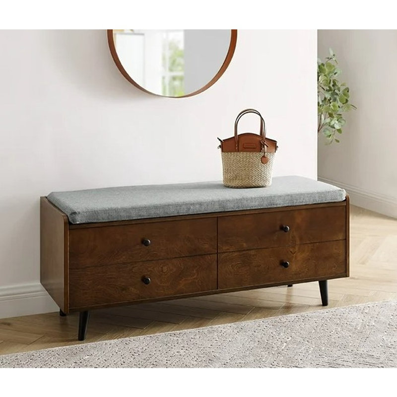 Banc de rangement à couvercle rabattable Domingue, Noyer foncé