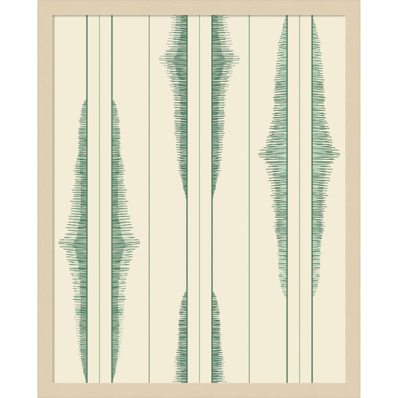 «Boho ikat rayures green shades» par Annick, reproduction d'art sur toile encadrée, 24 x 19