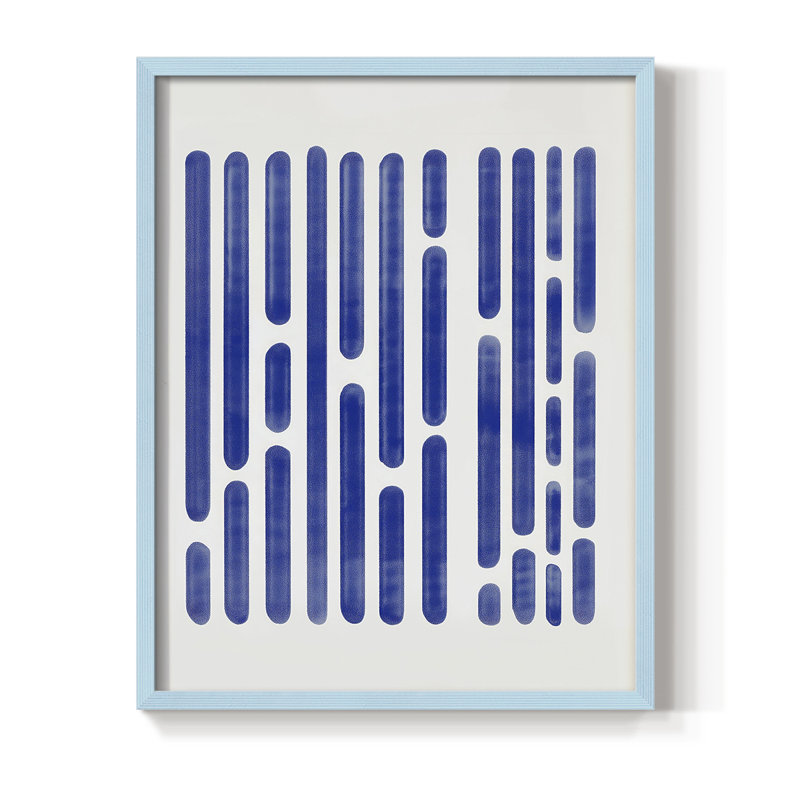Impression abstraite encadrée LXV III - prête à être accrochée - fabriquée aux États-Unis, H 10 po x l 8 po, Bleu