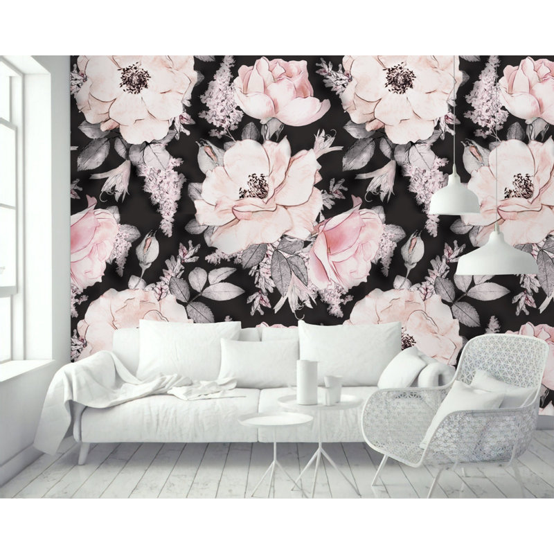 Papier peint amovible à motif floral, L 48,96 po x l 75 po