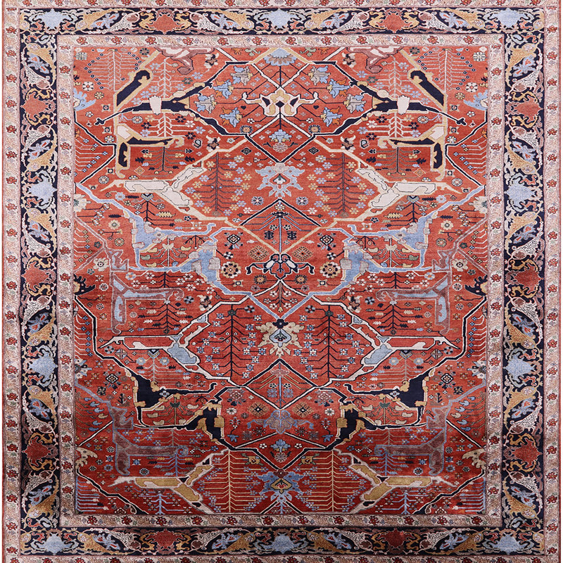 Tapis brun à motif oriental, Carré 6 pi