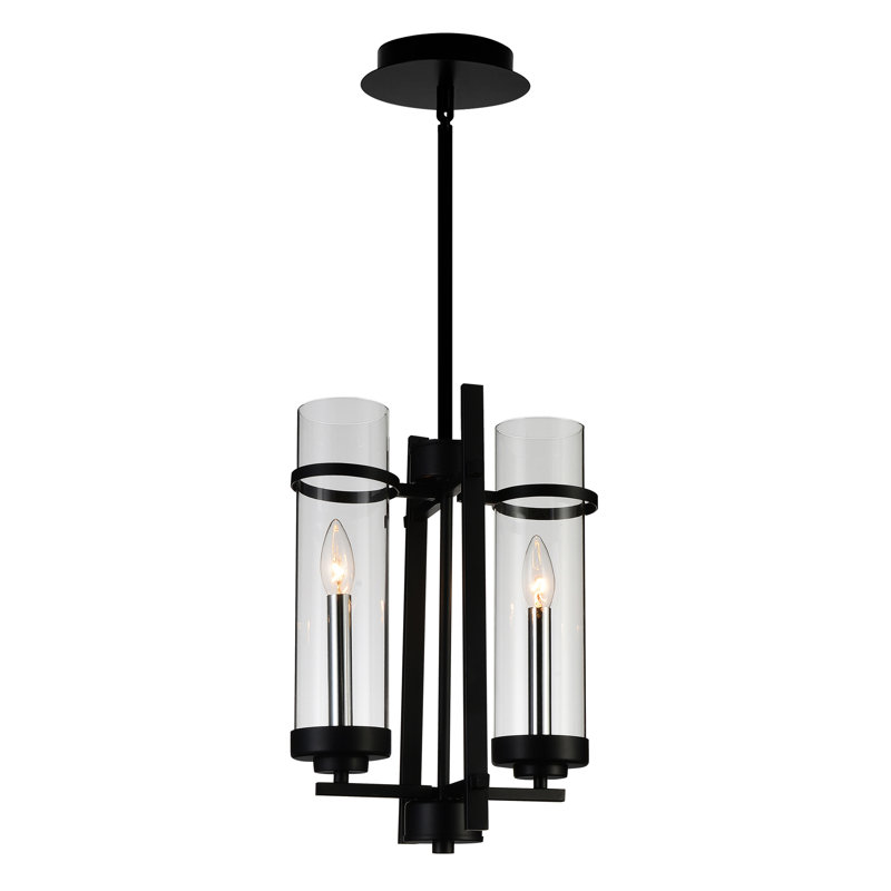 2 Light Black Mini Pendant, 11-Inch Modern Ceiling Light Fixture for Dining Room or Kitchen
