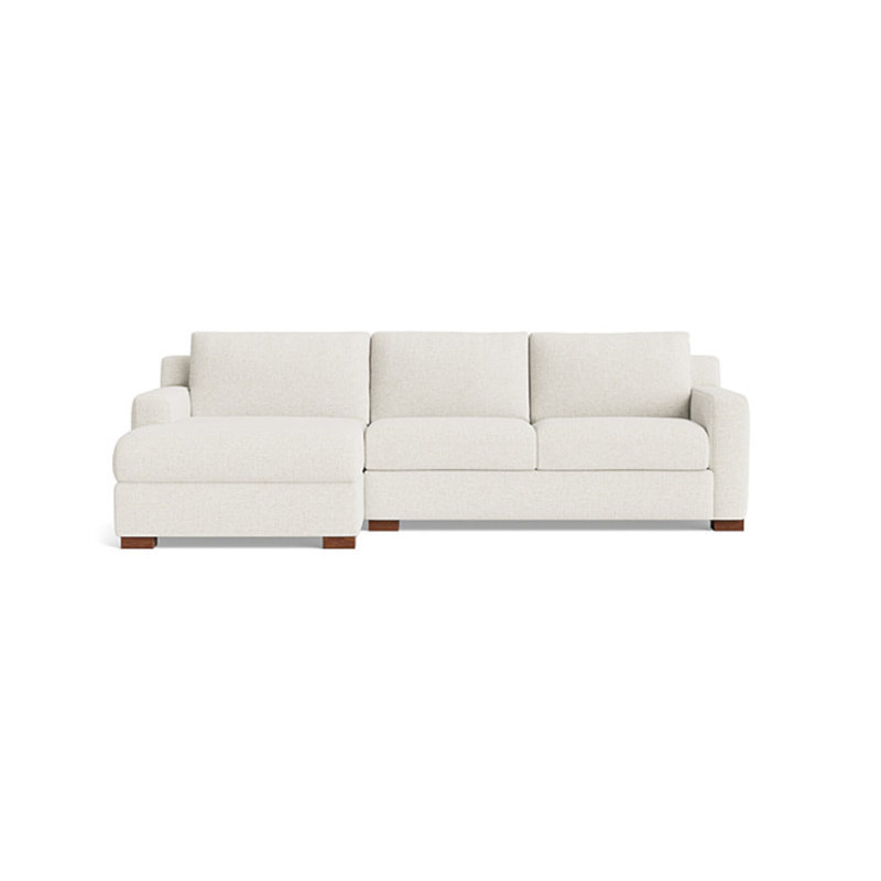 Catalina Chaise Sectional, Velvet - Beige, Left Hand Facing