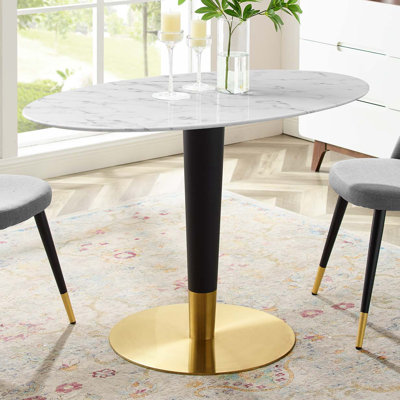Zinque Oval Artificial Marble Dining Table