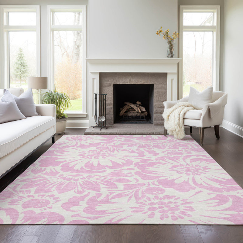 Abingdon Washable Floral Indoor / Outdoor Rug, Rectangle 8' x 10'