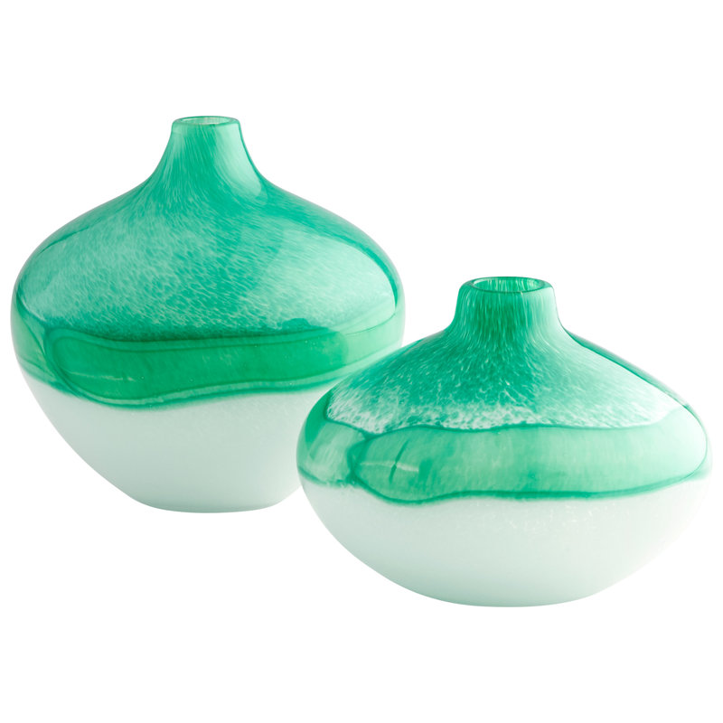 Turquoise Swirl 6" Glass Bud Table Vase in Blue/White