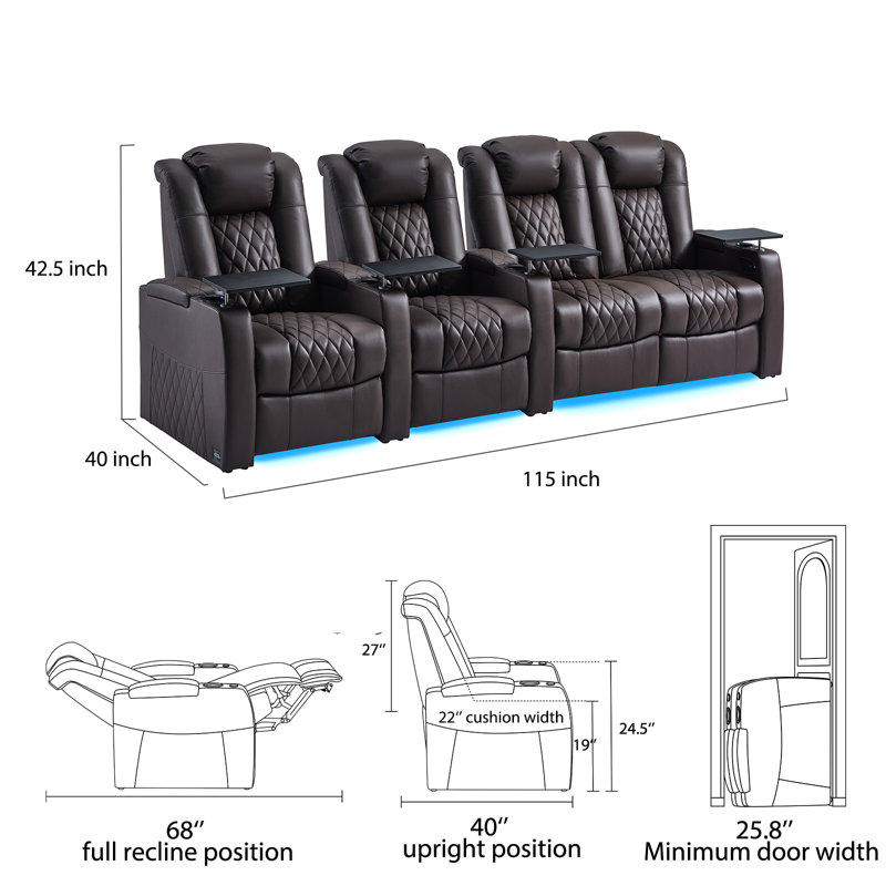 Fauteuil de cinéma inclinable Power Zero Gravity, Brun