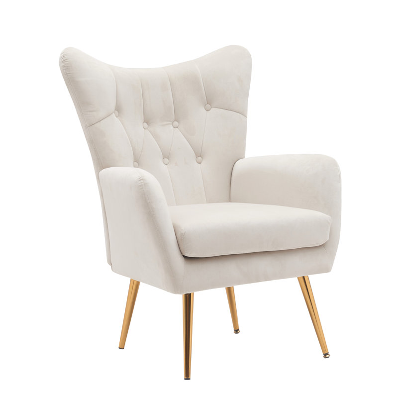 Fauteuil à oreilles 28,5 po Agne, Velours blanc