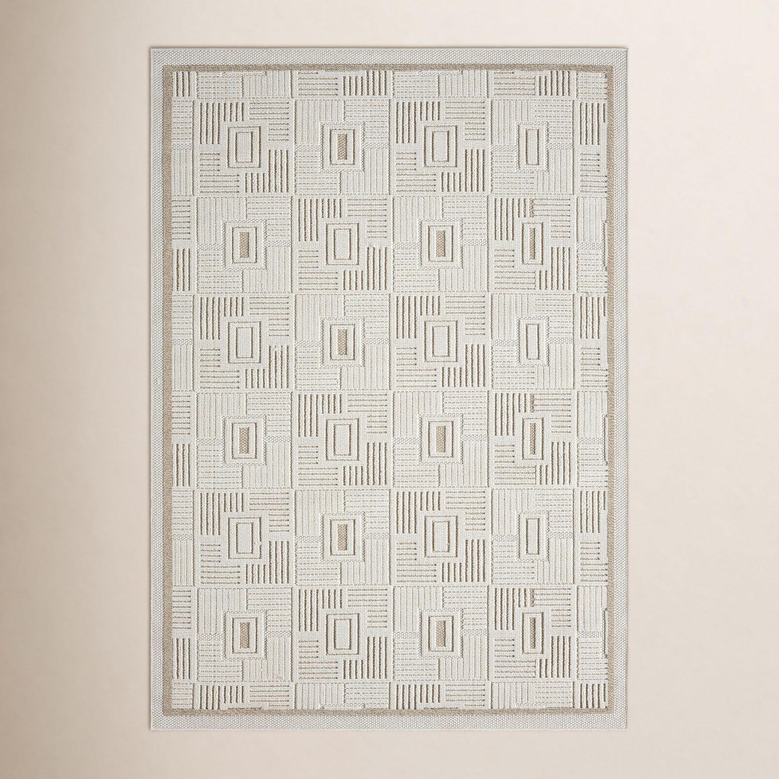 Hildegard Checkered Outdoor Rug, Rectangle 5'3" x 7'3"