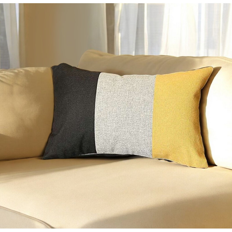 Housse de coussin et insert Boho-Chic, polyester, Jaune