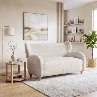 Nordic Chair Laid-back Style loveseats 58 inches - chenille Fabric Sofa Chair, Decorative Sofa, Curved Backrest,  Living Room  Study  Leisure Room