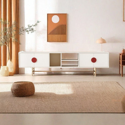 Creamy Iron TV Stand