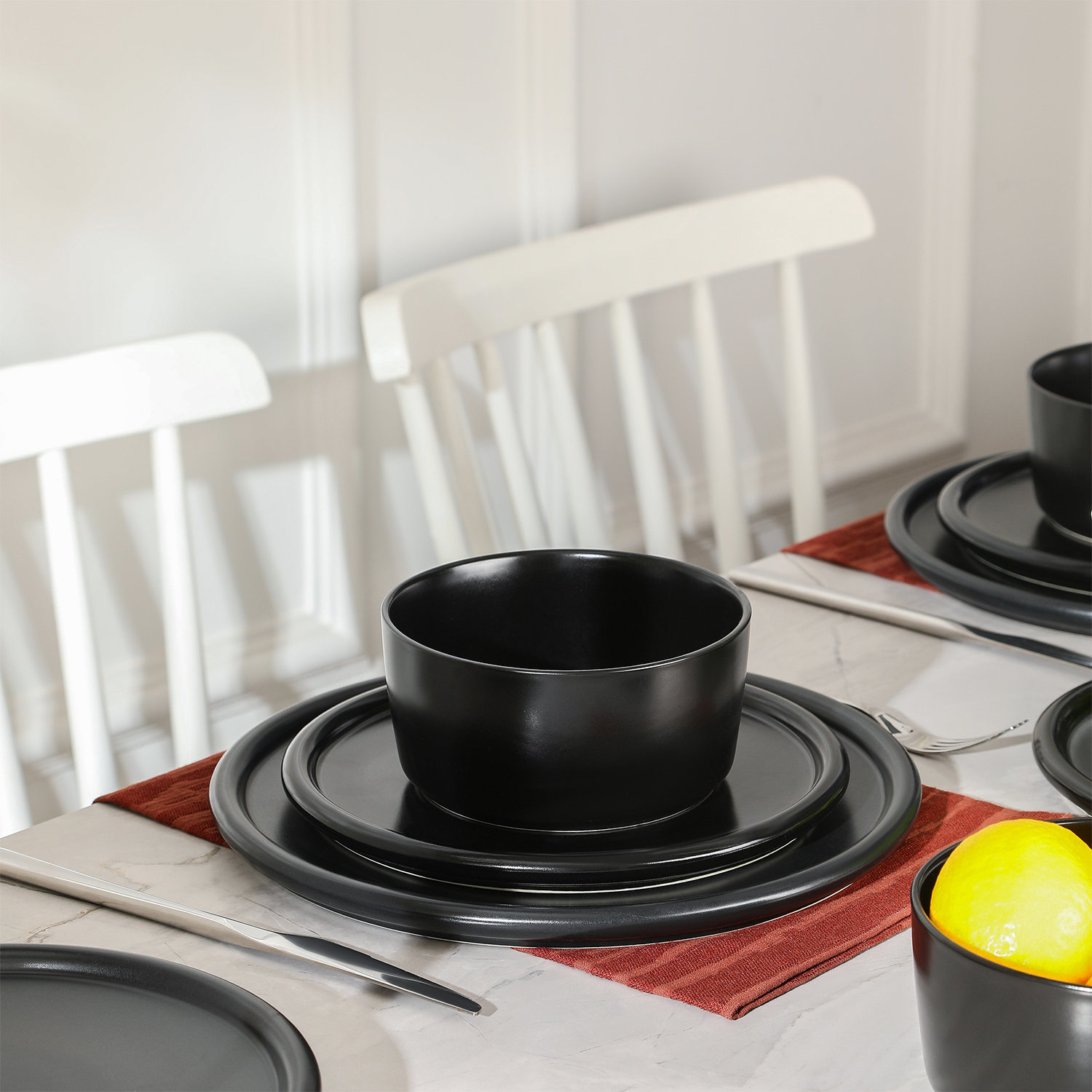 Eden Ceramic Dinnerware Set, Black