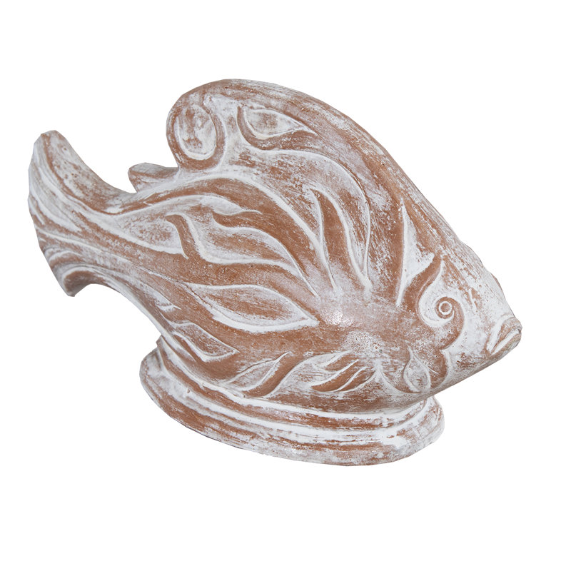 White Wash Clay Fish Sculpture