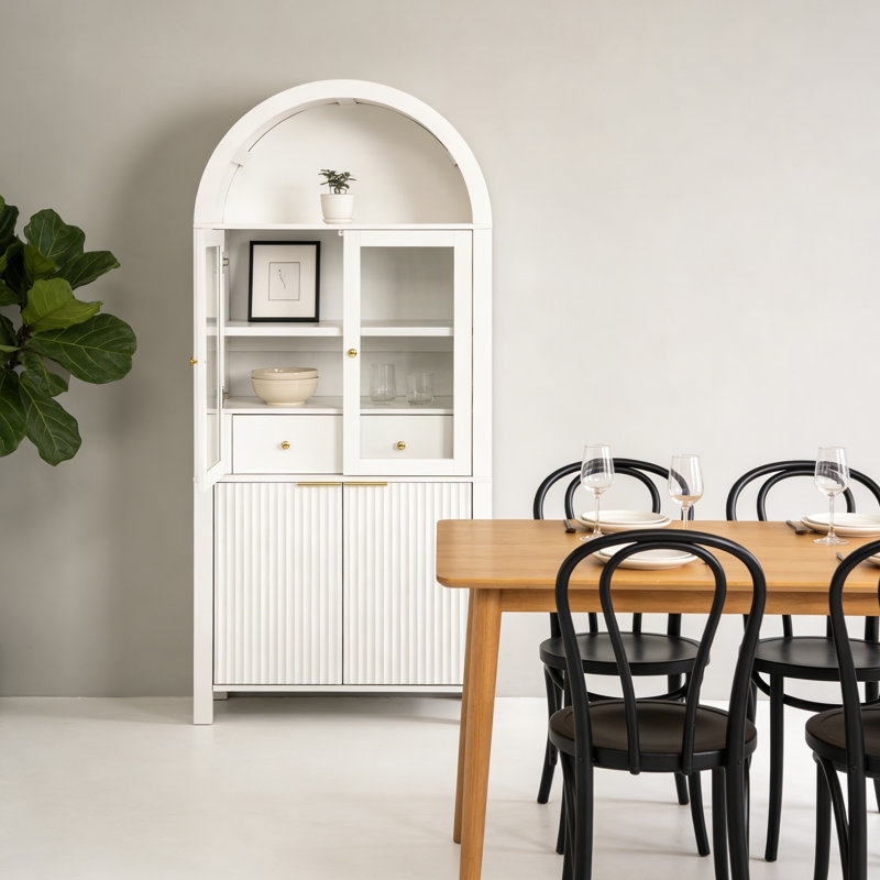 Buffet cannelé avec garde-manger Kitchen Dning Room, Blanc