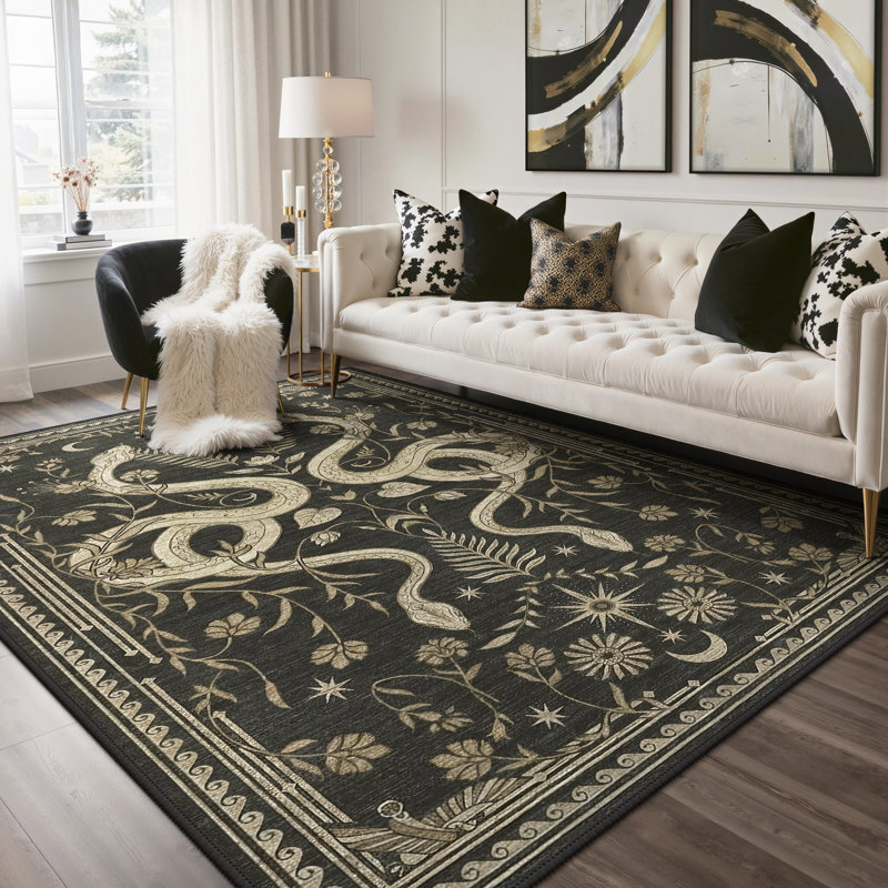 Tapis lavable à la machine Celestial Snake, Rectangle 9 pi x 12 pi